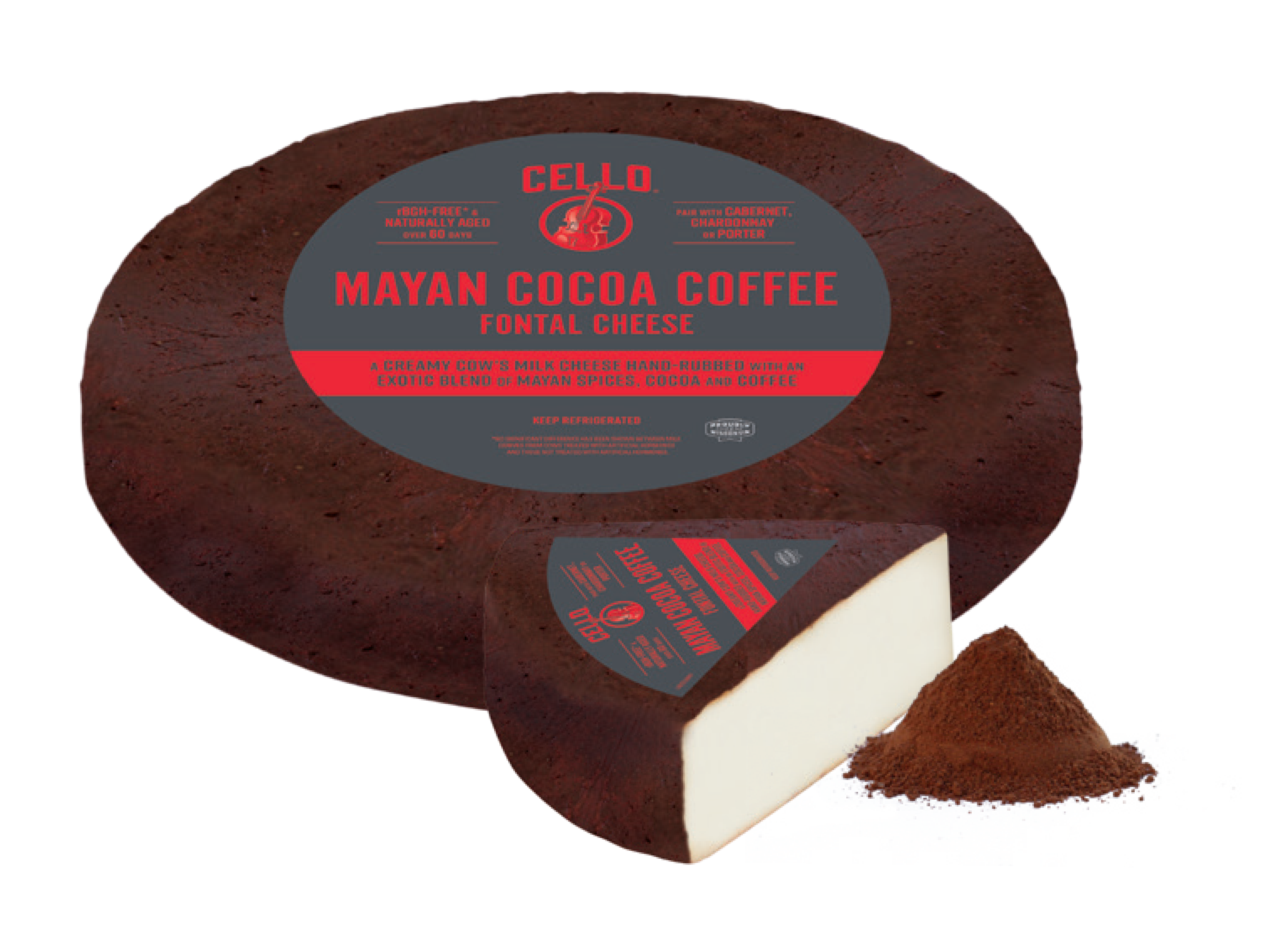 Rubbed Fontal Mayan Cocoa Coffee Cello Cheese